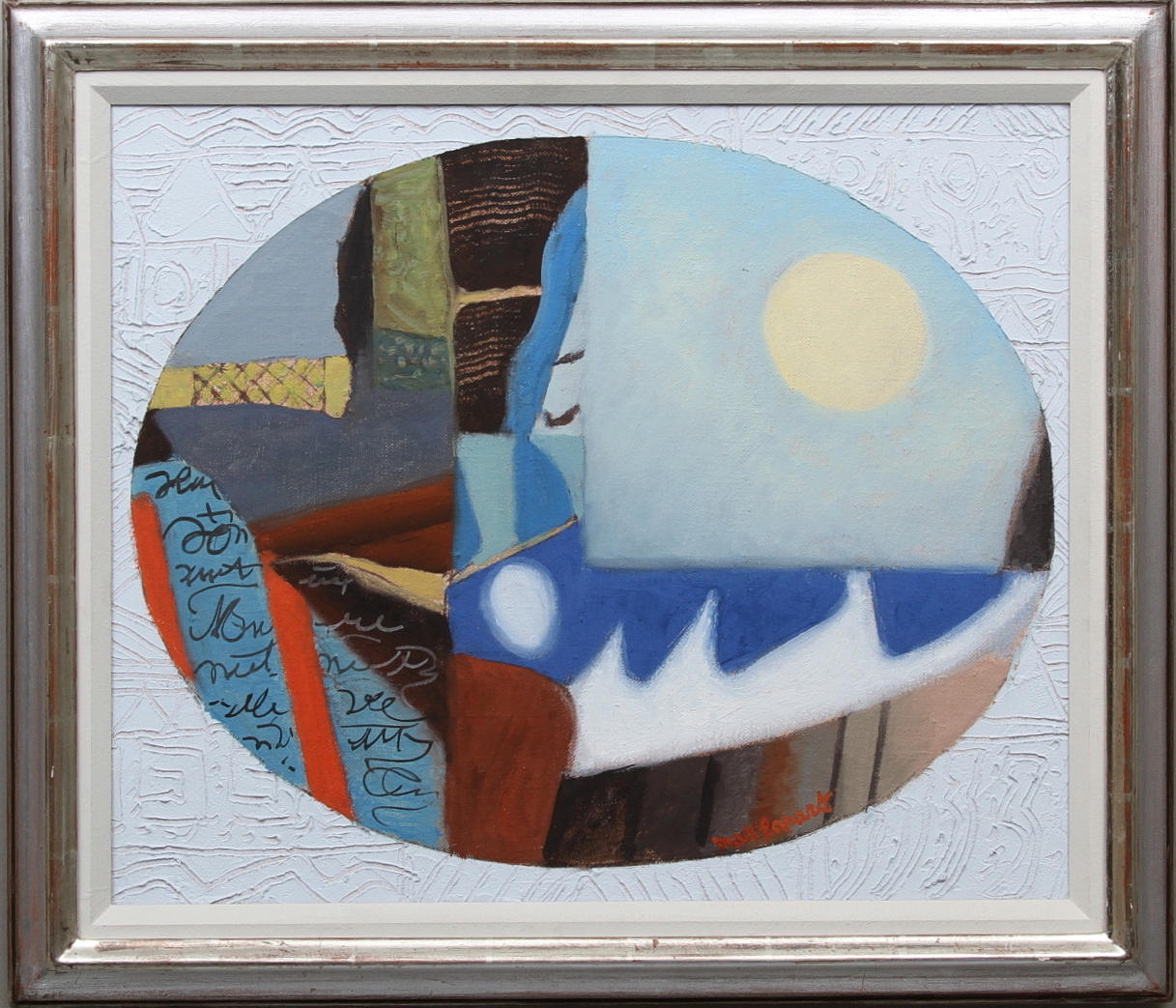 MAX PAPART(1911-1994). "Mouvement Marin", blandteknik på duk, signerad.