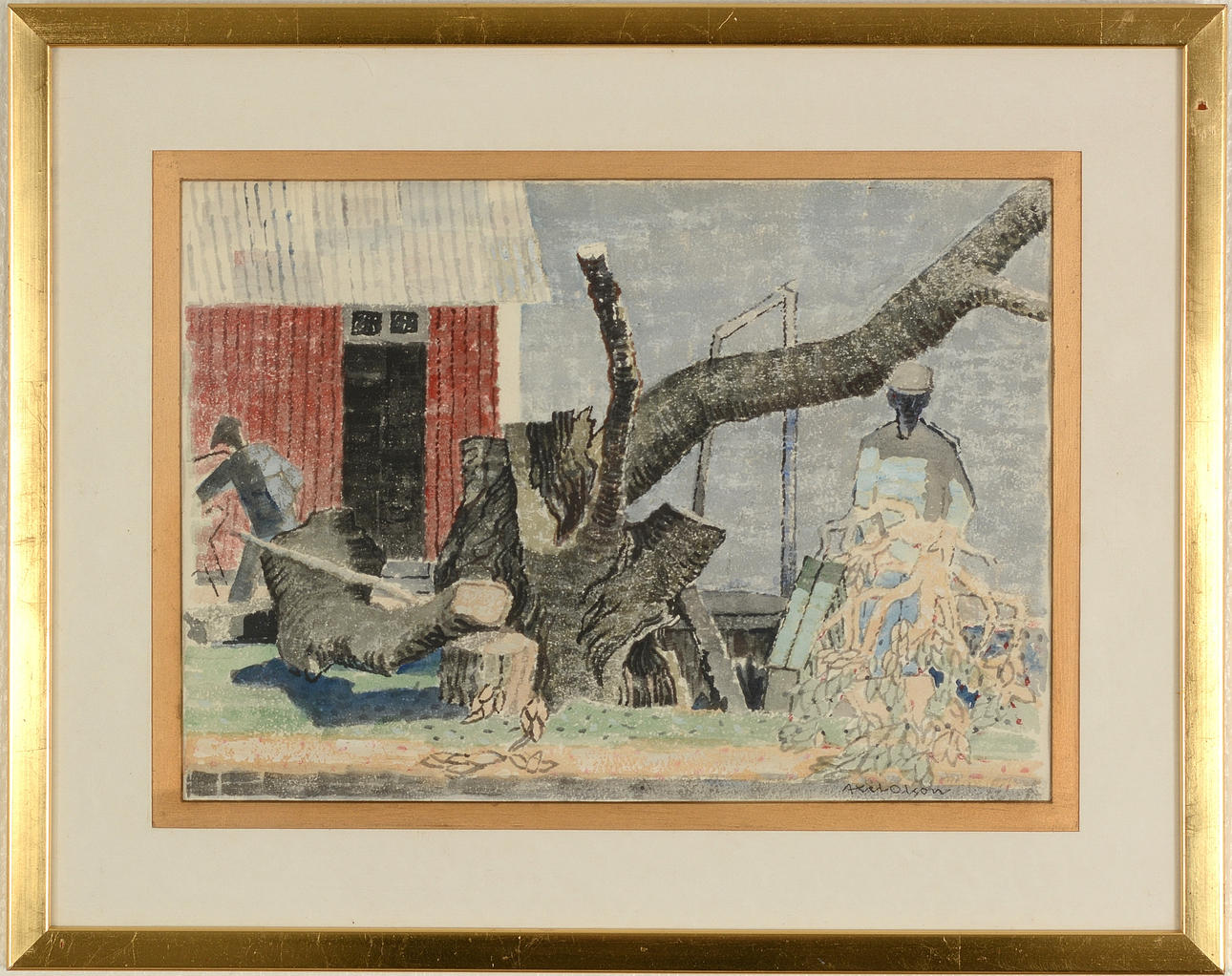 AXEL OLSON. Akvarell.