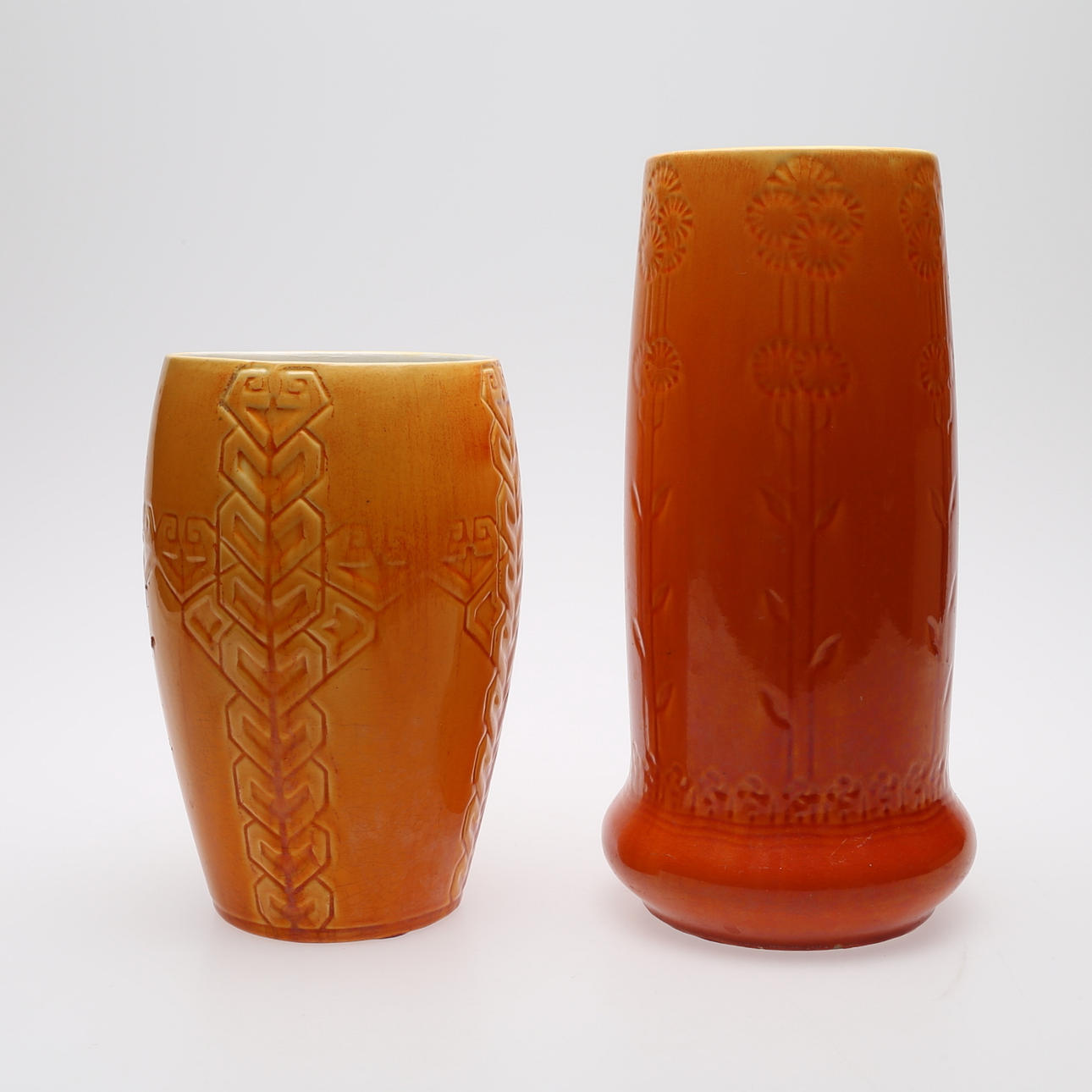 VASES, TWO PIECES, RÖRSTRAND, art nouveau, flintware with.
