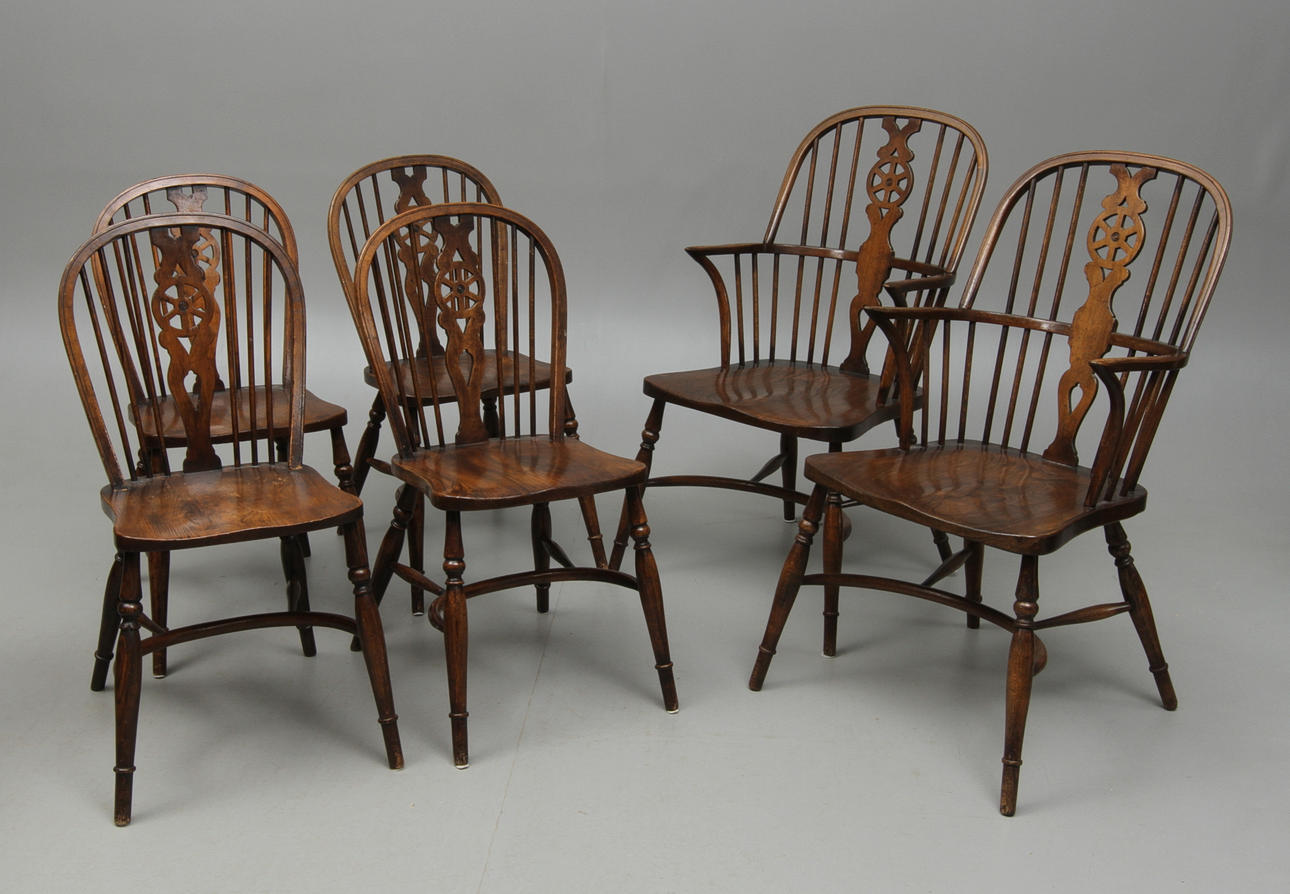 STOLAR 4 st samt KARMSTOLAR 2 st, Windsormodell, 1900-tal.