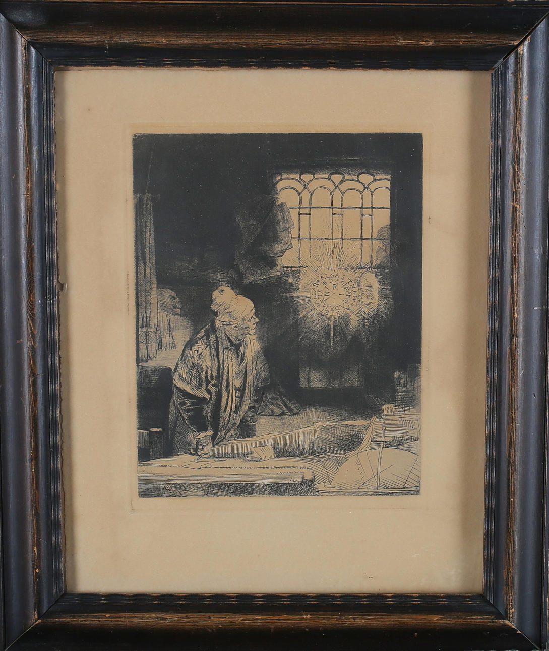 REMBRANDT. After "Faust", etching, unsigned.