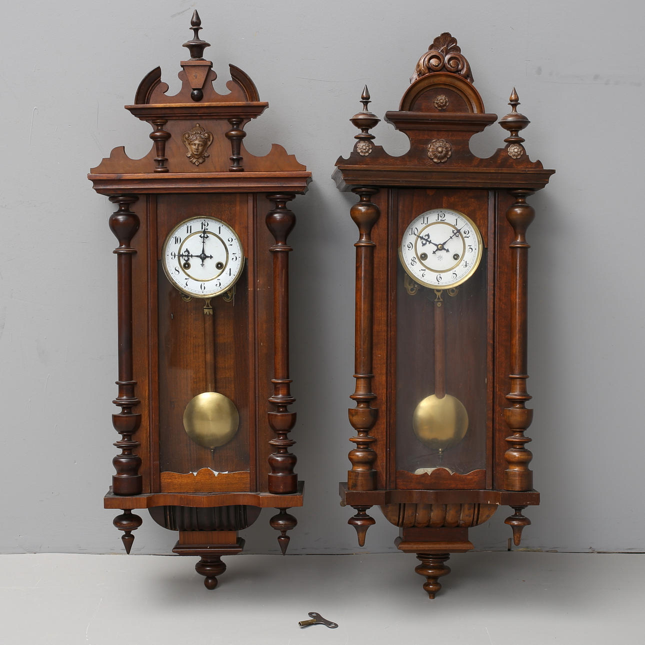 WALL CLOCK, 2 pcs, Junghans, New Renaissance, 19th/20th century.