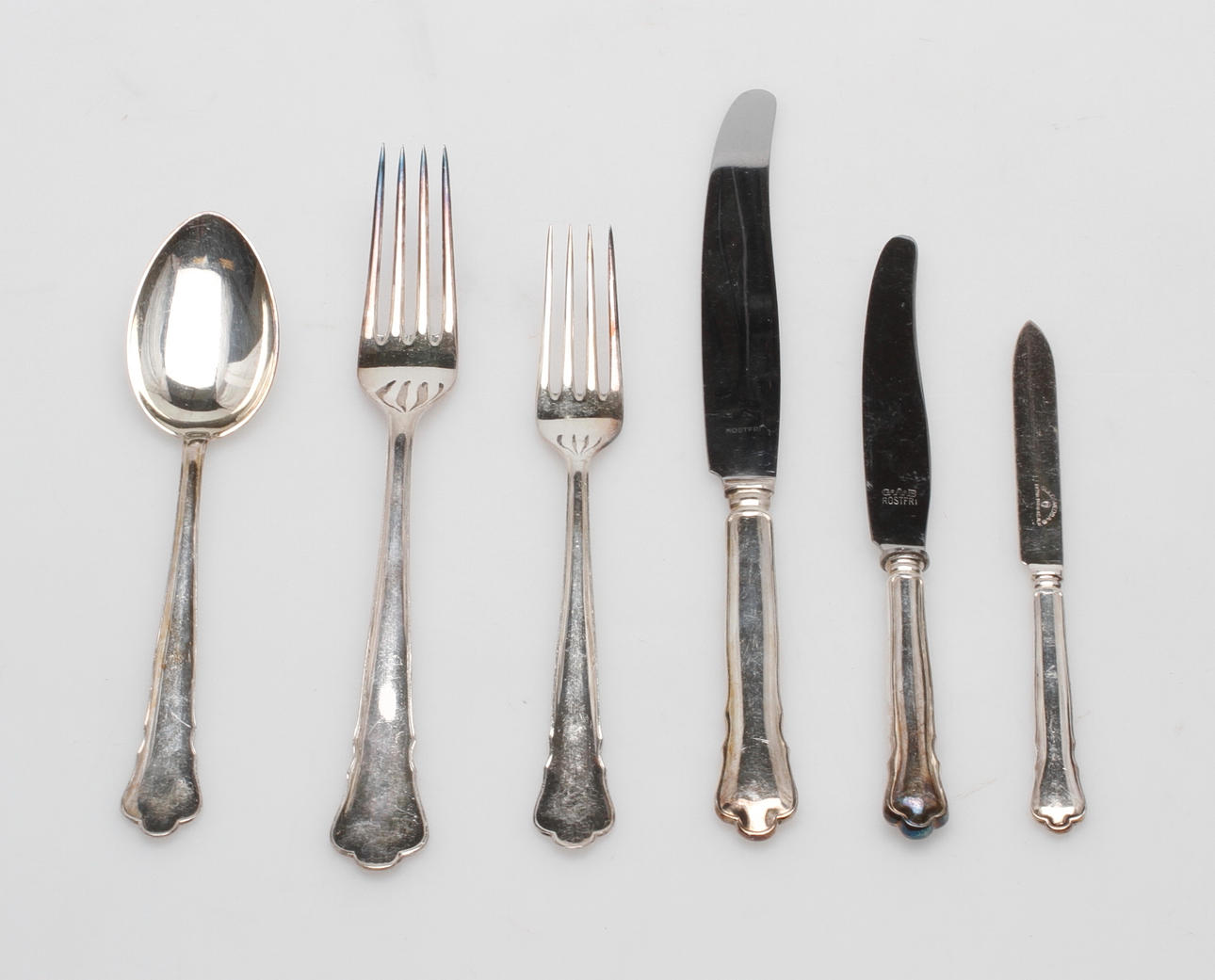 BESTICK, 53 delar, nysilver, "Chippendale", GAB.