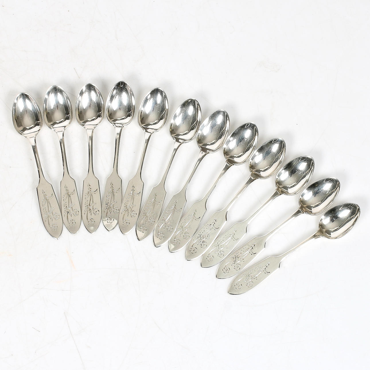 SPOONS, silver, 12 pcs, Mema, 1966. Weight 114 grams.