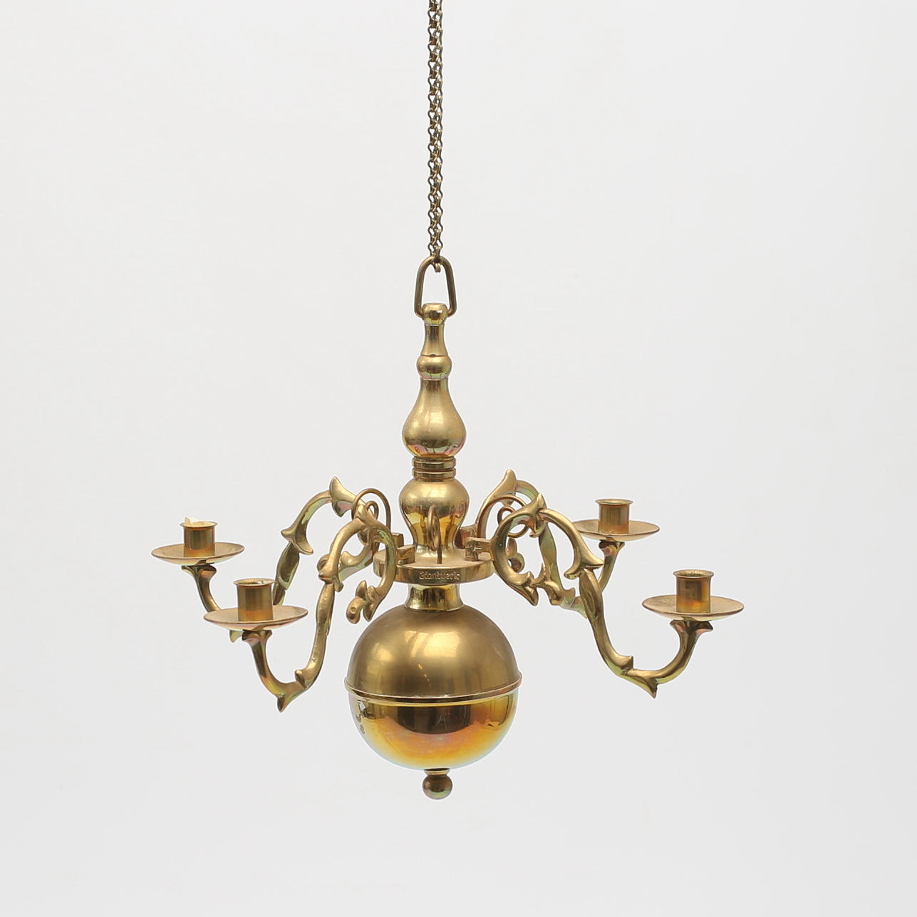 CHANDELIER, brass, marked "craftsmanship".