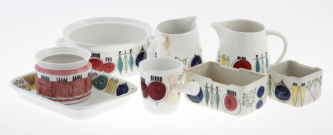 KERAMIK, 8 delar, "Picknick" Rörstrand.