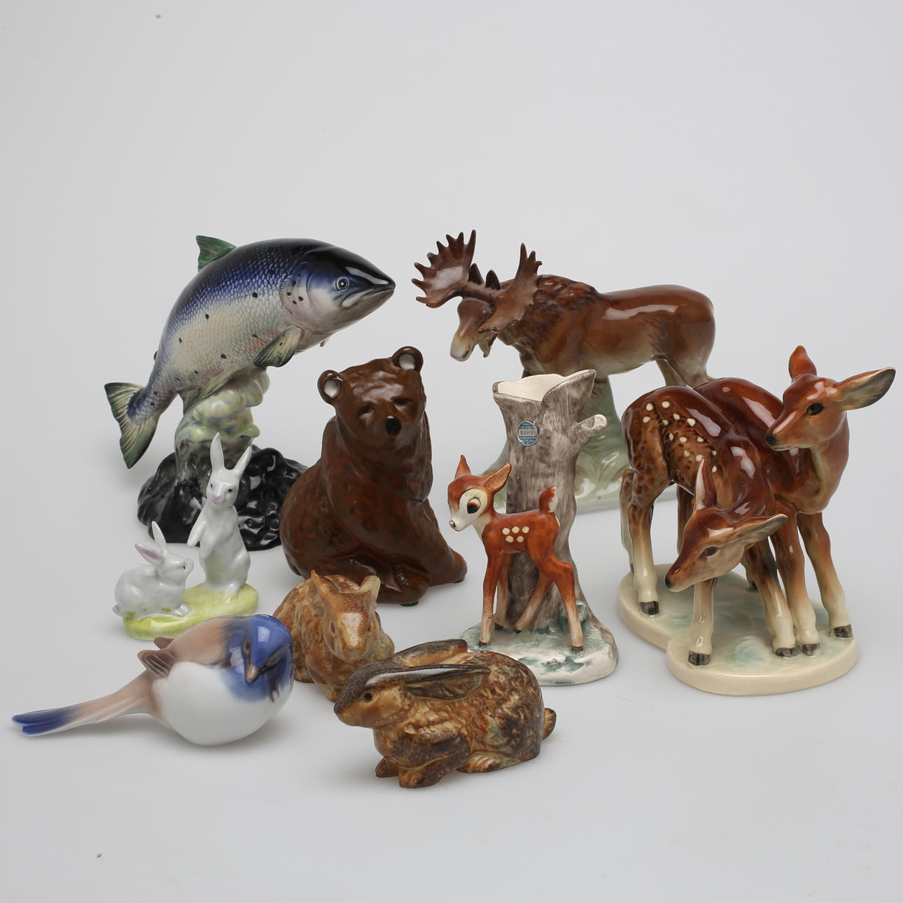 FIGURINER, 9 st, vilda djur, porslin och keramik, Beswick, Walt Disney ...