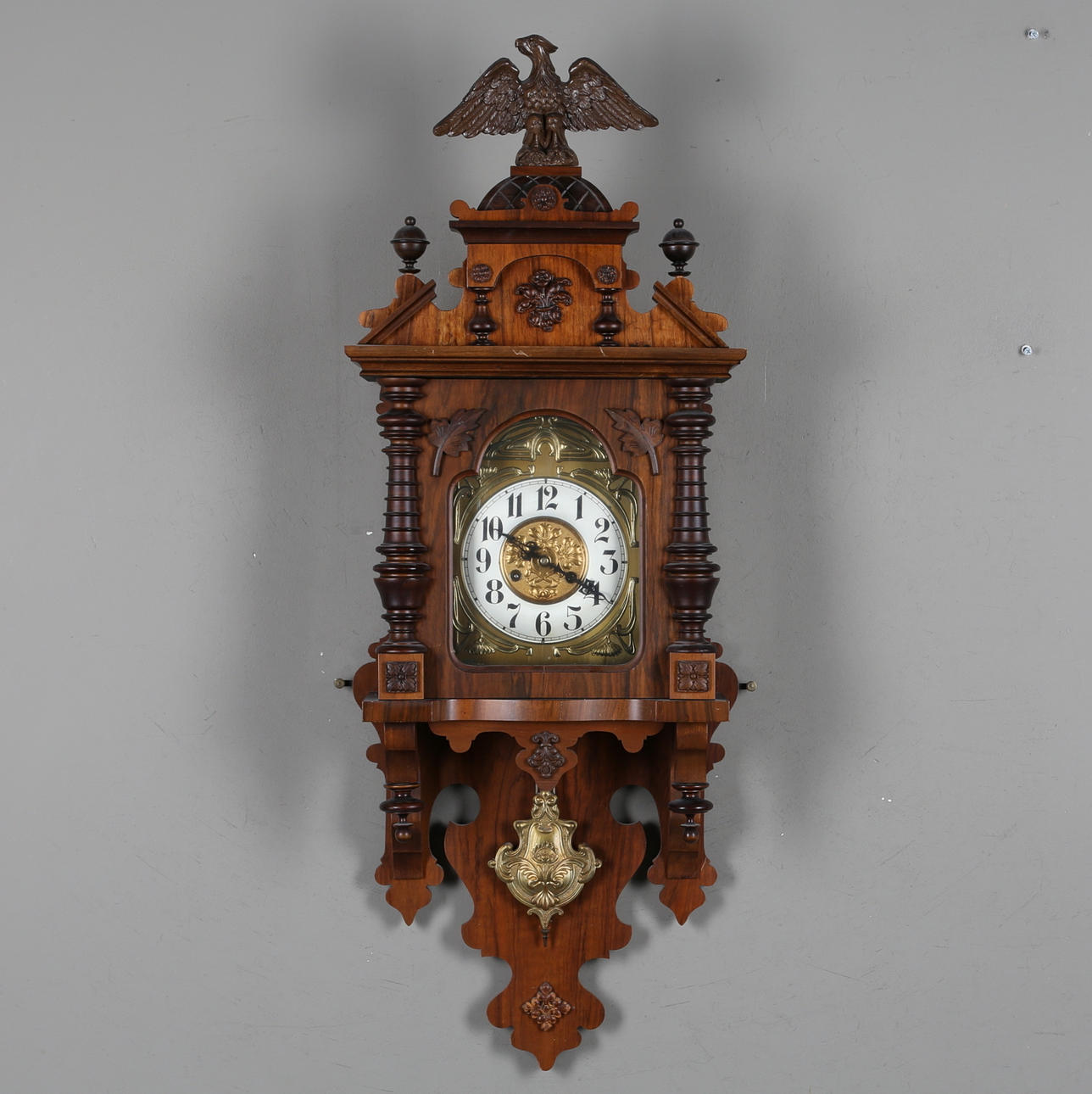 WALL CLOCK, so-called Herrgårdsur, Neo-Renaissance style, Junghans, around 1900.