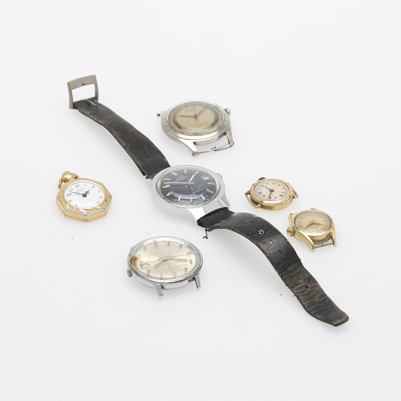 WRIST WATCH, 5 pcs and smaller POCKET WATCH.