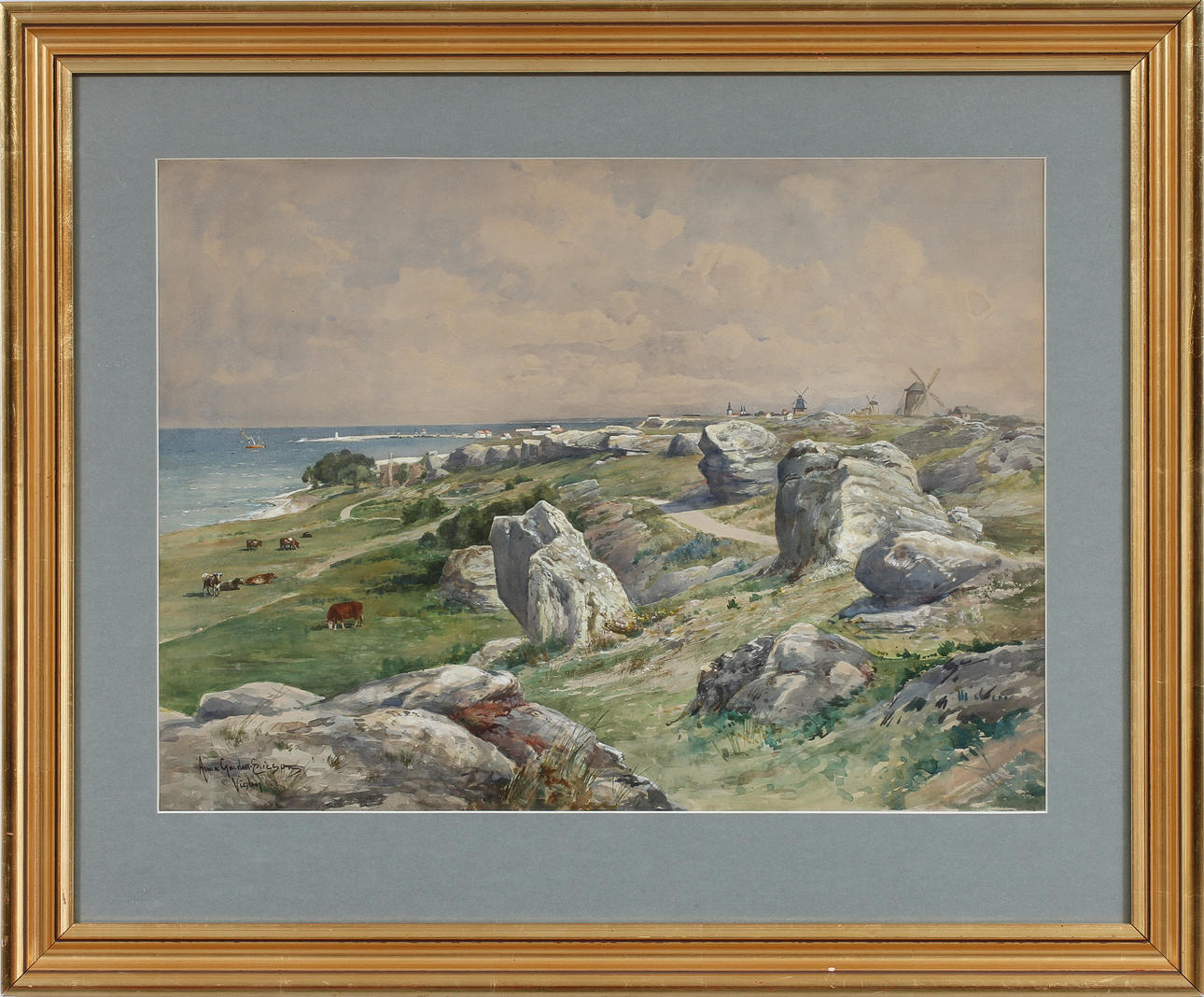 ANNA GARDELL ERICSON. Akvarell, signerad Visby.