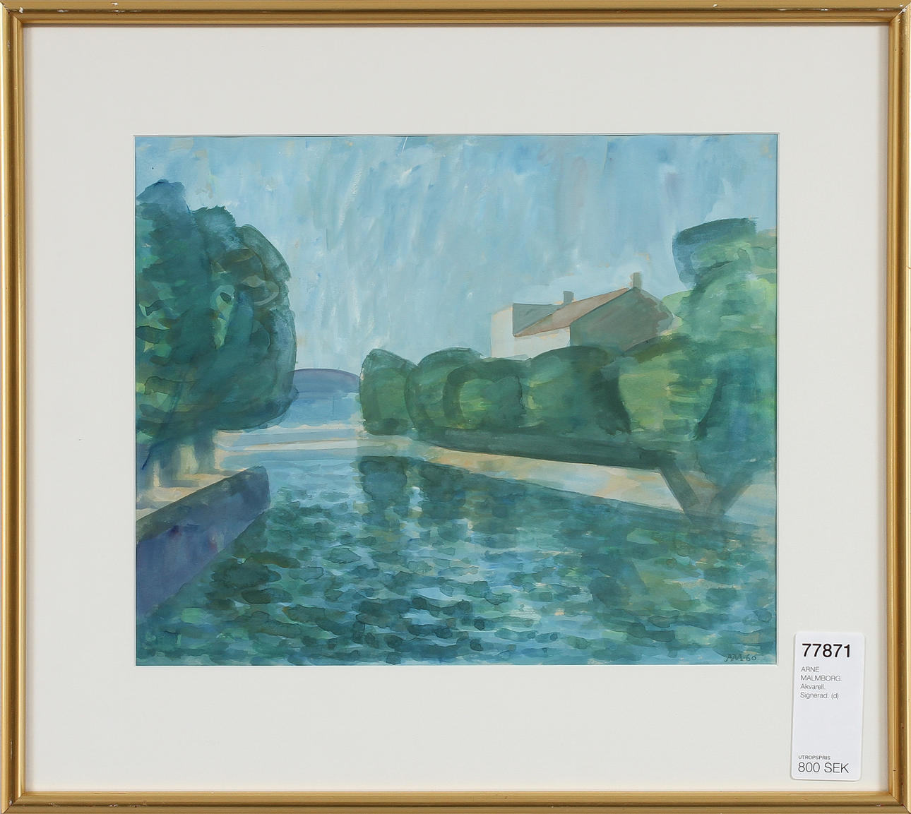 ARNE MALMBORG. Akvarell. Signerad.