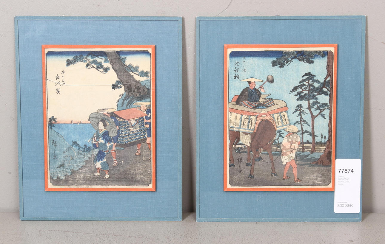 OKÄND KONSTNÄR. träsnitt, 2 st, Japan.