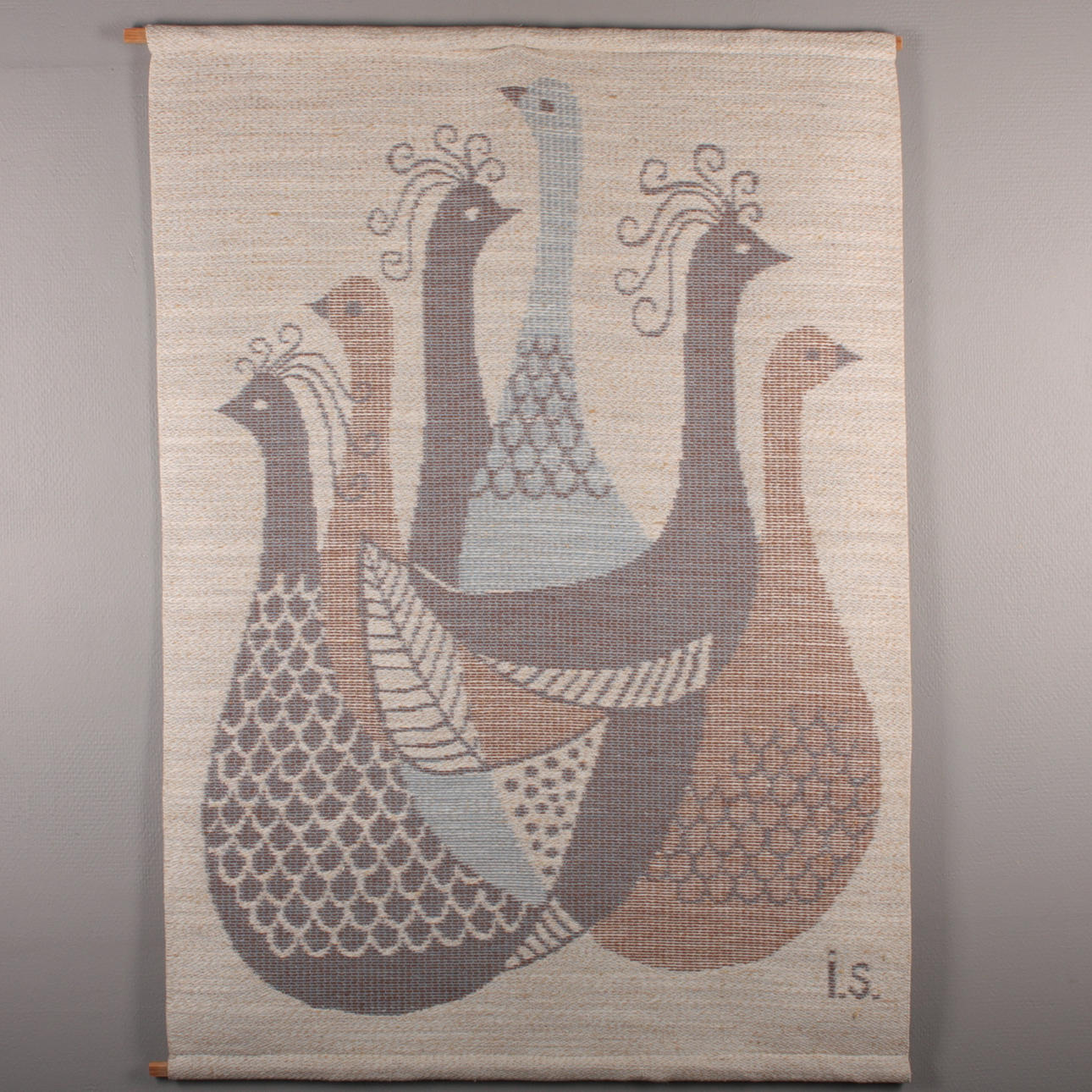 INGALILL SKOGLUND. Wandbehang "Der Vogeltanz".