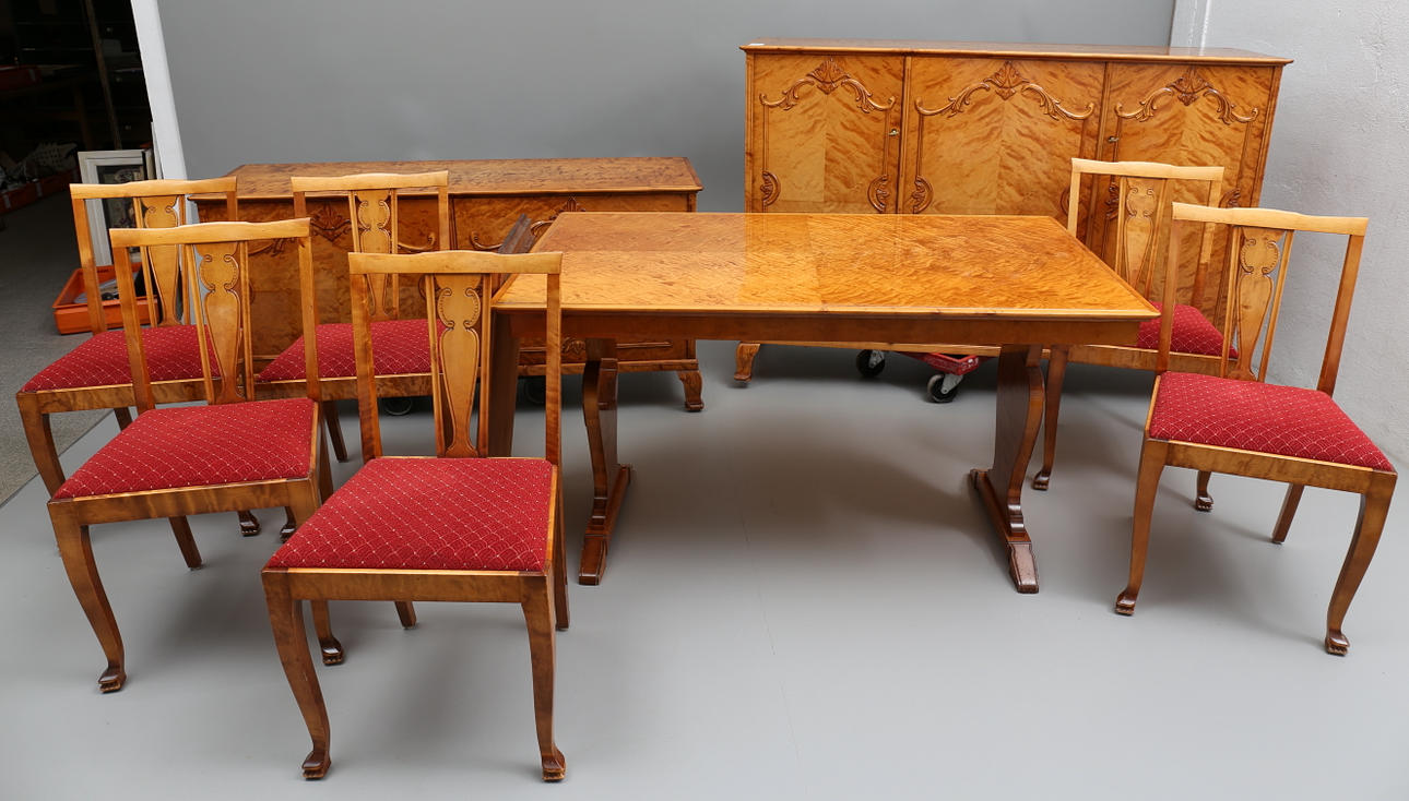 MATSALSMÖBEL, 9 delar, 1900-talets första hälft.