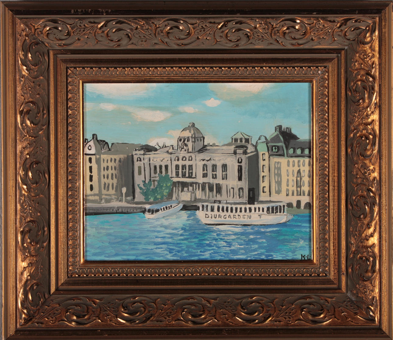 KURT LUNDKVIST. Öl auf Platte, Dramatiska Teatern, signiert KL.