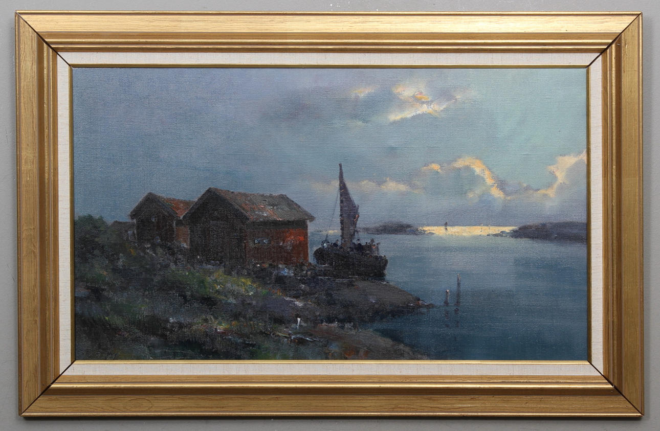 TAGE ERIKSSON. Kustmotiv. Olja på duk, signerad.