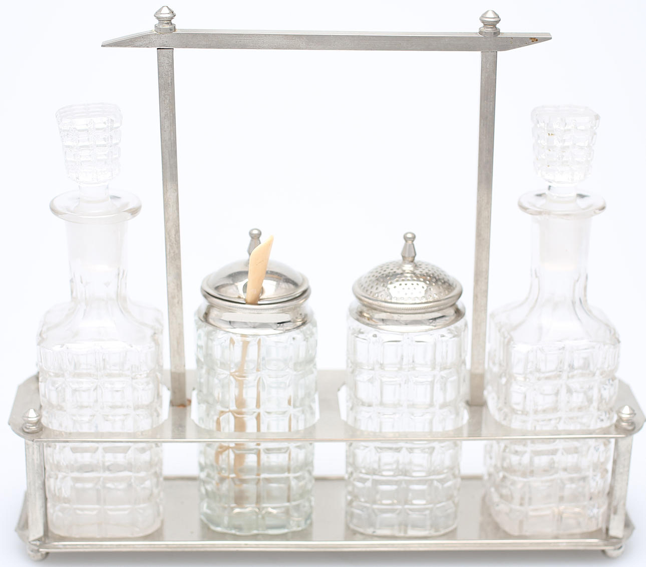 BORDSSURTOUT, glas/vitmetall.