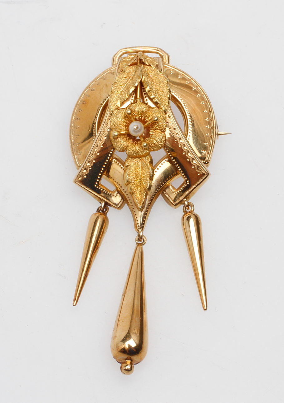 BROSCH, 18k guld, Gustaf Dahlgren, Malmö, 1872, vikt ca 7,7 gram.