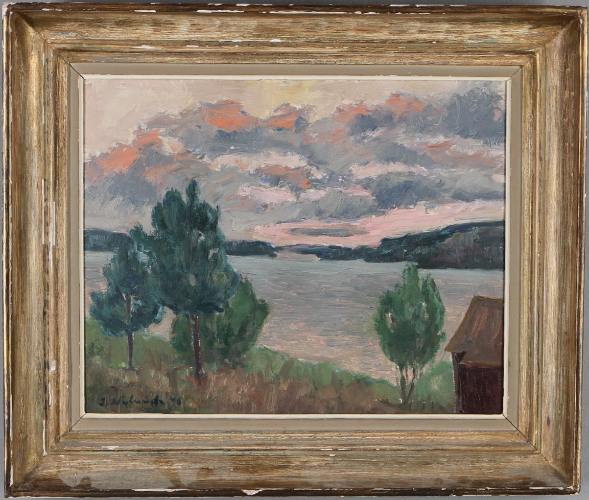 ILMARI NYLUND. Landskap, olja på pannå, signerad samt daterad -46?