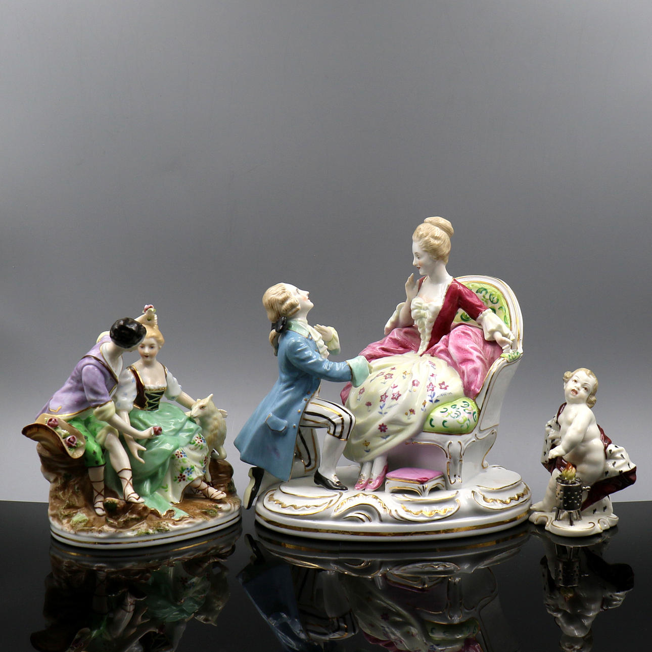 FIGURINER 3 st, porslin, märkt Terra Import.