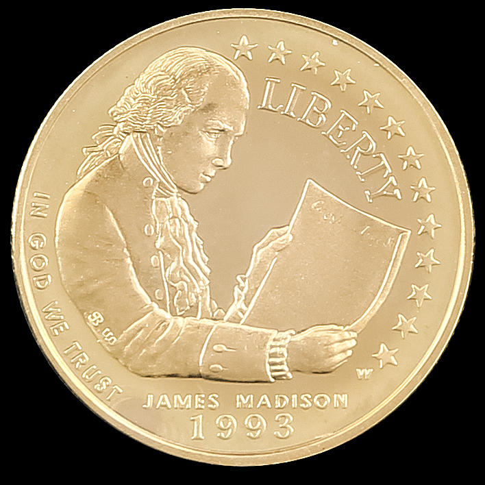 MONEDA DE ORO, 5 dólares, James Madison, USA, 1993.
