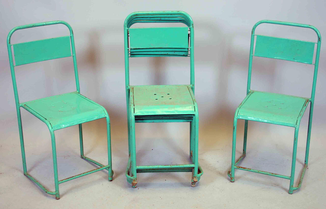 STOLAR, 6 stycken, grönmålad plåt/metall.