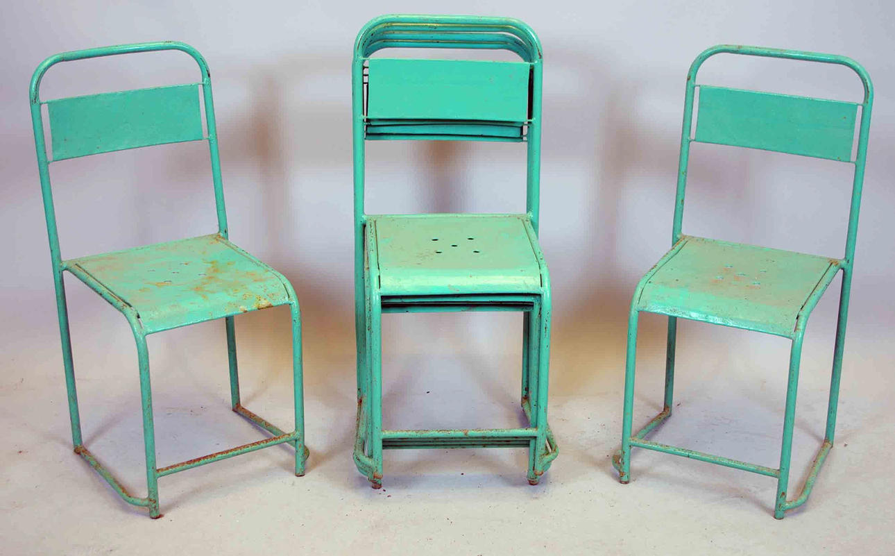 STOLAR, 6 stycken, grönmålad plåt/metall.