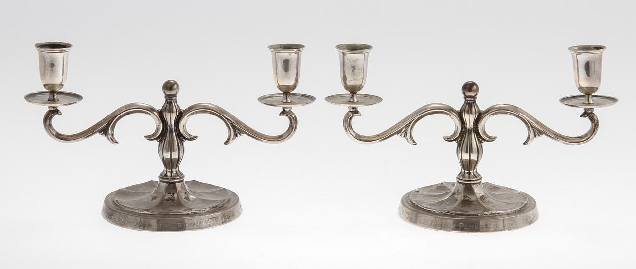 KANDELABRAR, 1 par, silver, CG Hallberg, Stockholm 1932.