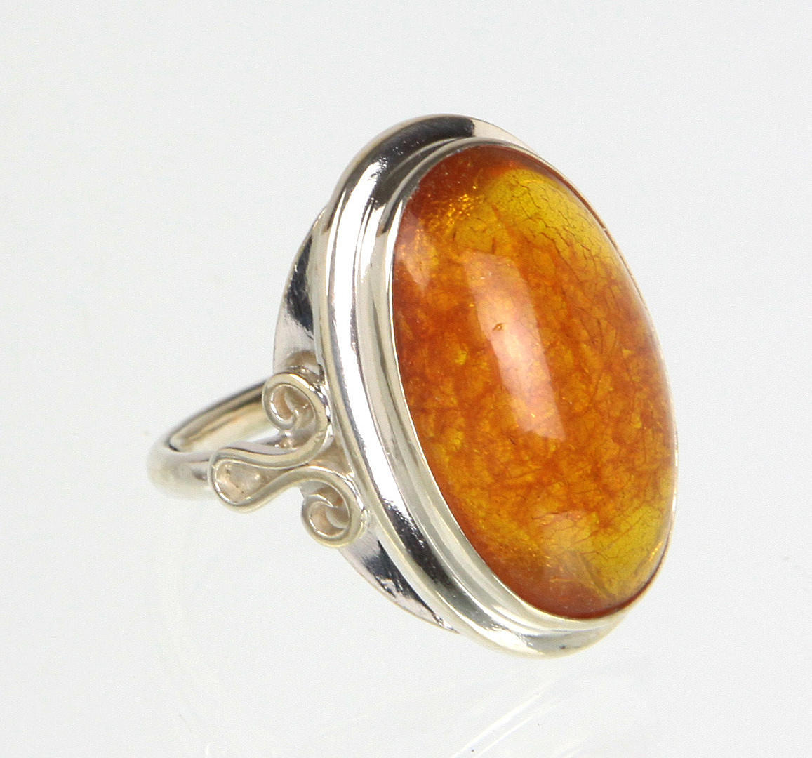 BÄRNSTEN RING, ART DECO, SILVER 835.