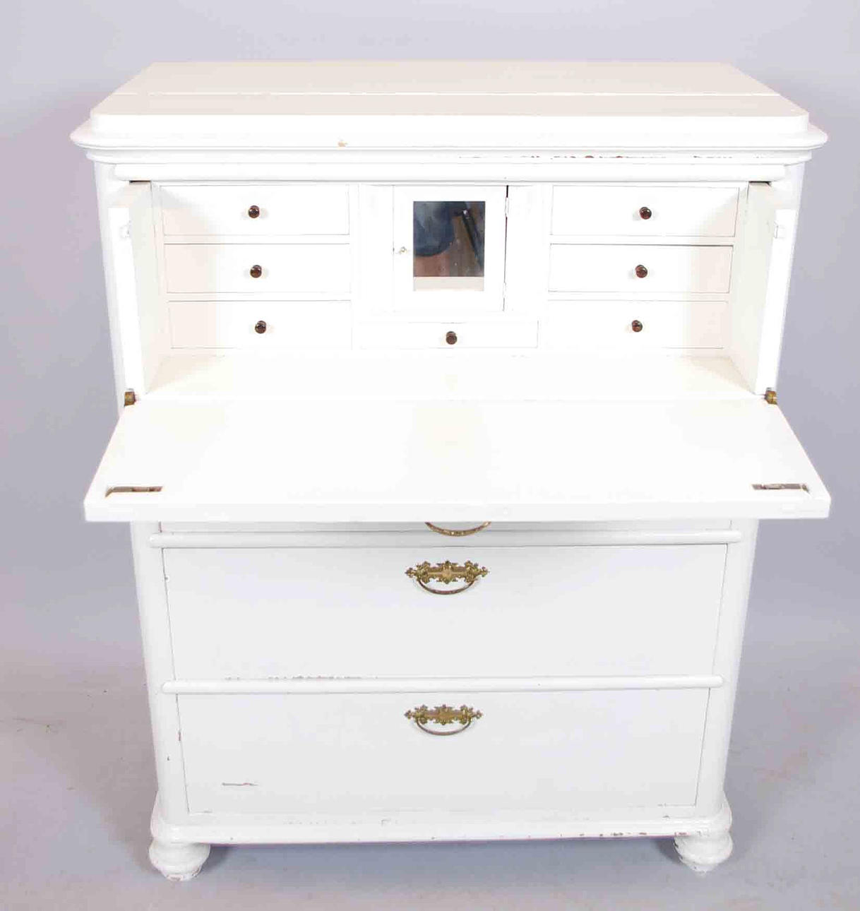 BYRÅ, 4-lådig med skrivlåda, vitmålad.