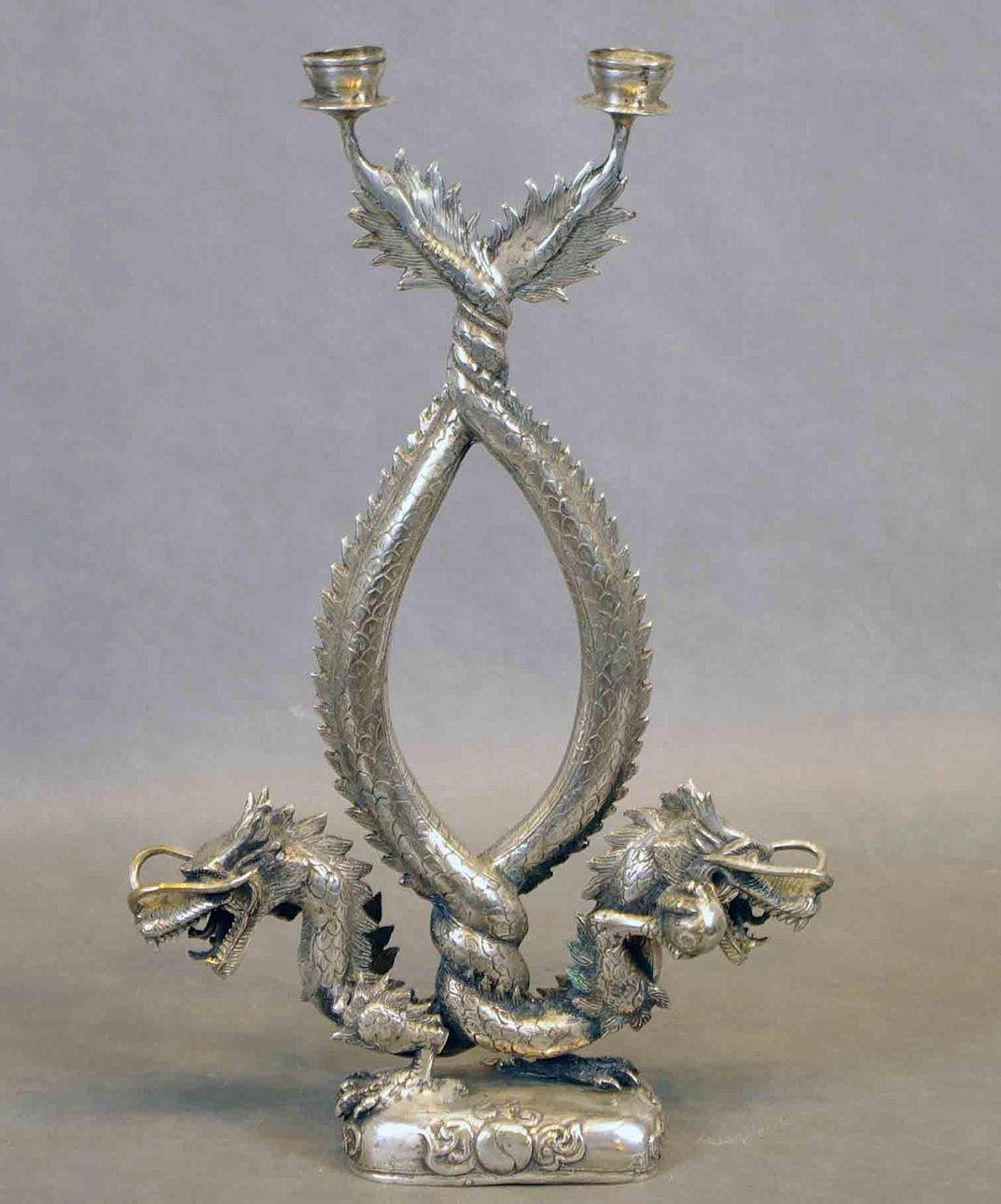 LJUSSTAKE, 2-armad, försilvrat brons, 2000-tal.