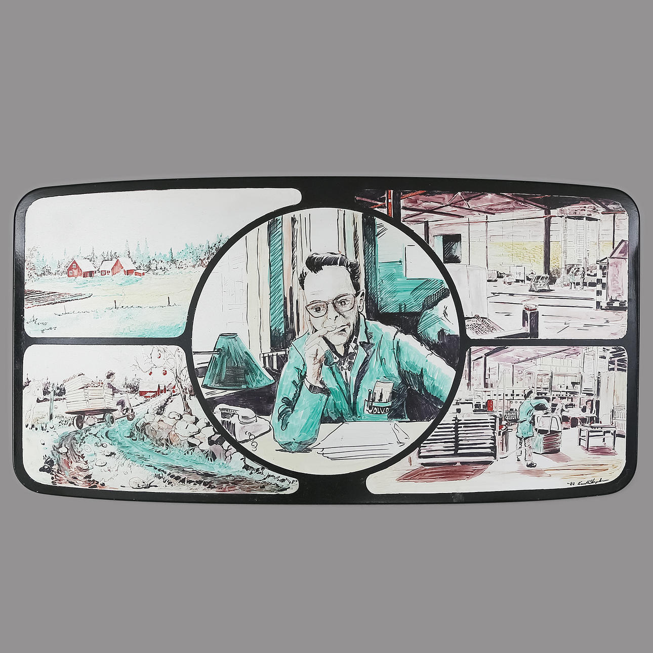 TAVLA, plåt, motiv Volvo.