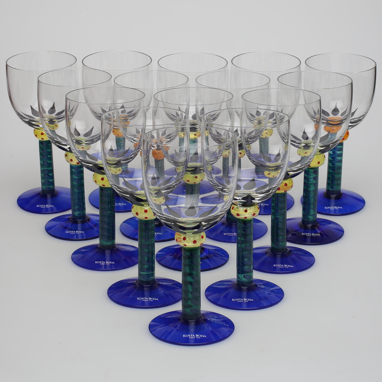 KEN DONE. Wine glasses, 15 pcs, 