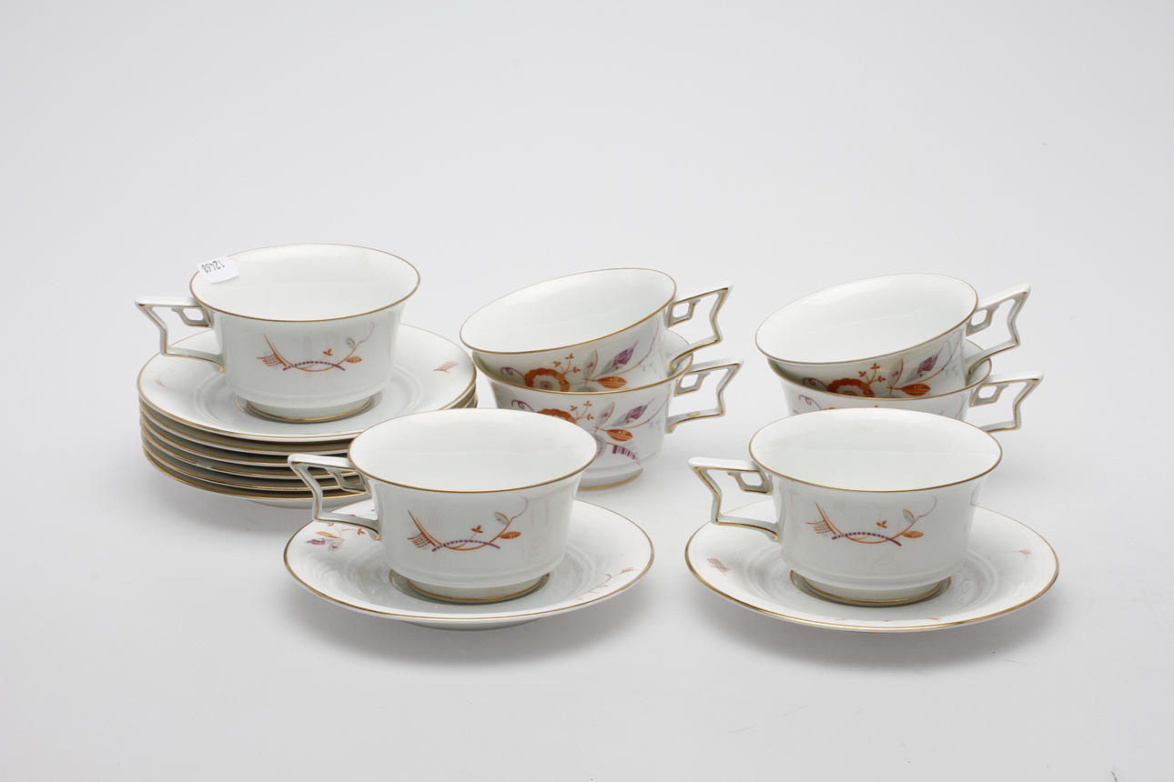 TEKOPPAR med FAT, 7 st, porslin, "Tirana", Rosenthal.