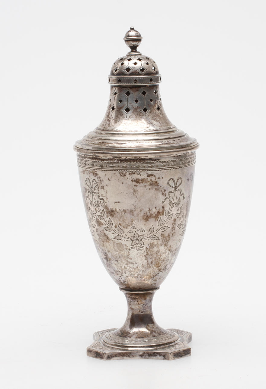 SOCKERRUSKA, silver, gustaviansk stil, silver, Peter Hertz, hovleverentör, Köpenhamn, Danmark, 1898.