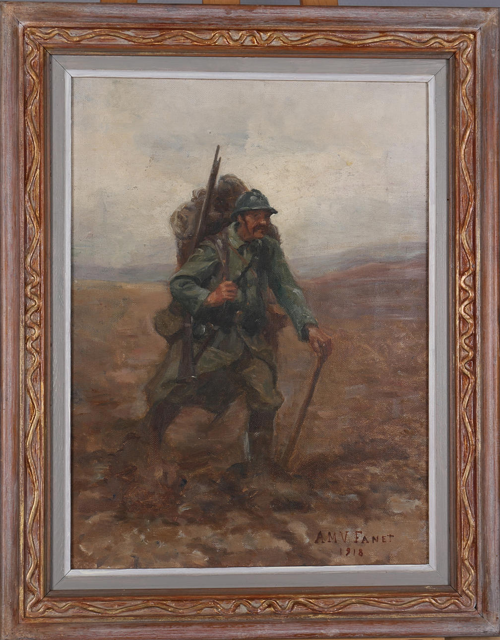 ANNE-MARIE VIEILLARD FANET (1866-1950). Soldat. Olja på duk. Signerad A M V Fanet och daterad 1918.