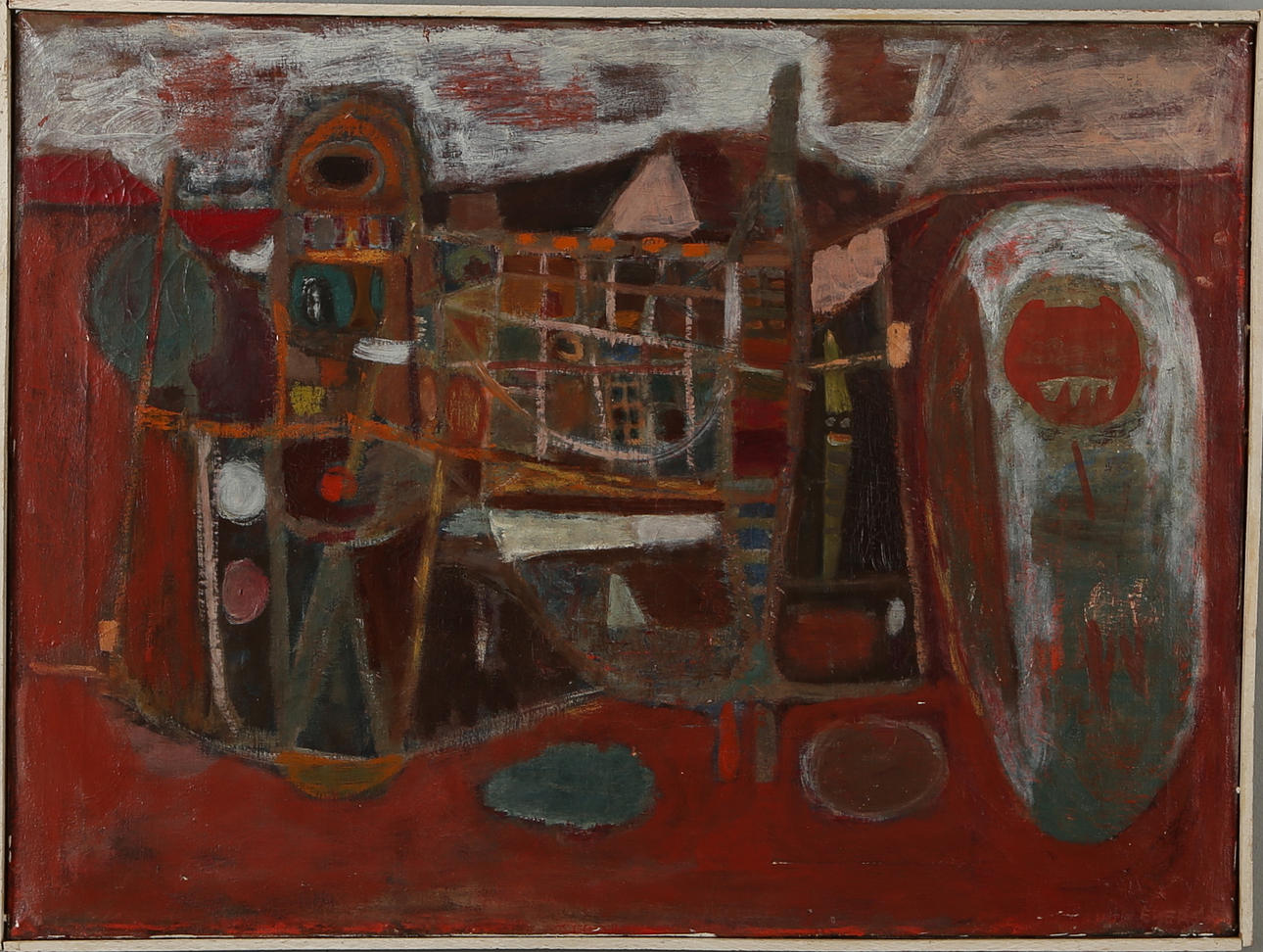 ROBERT EBERS. Abstract composition, oil on canvas, signed.