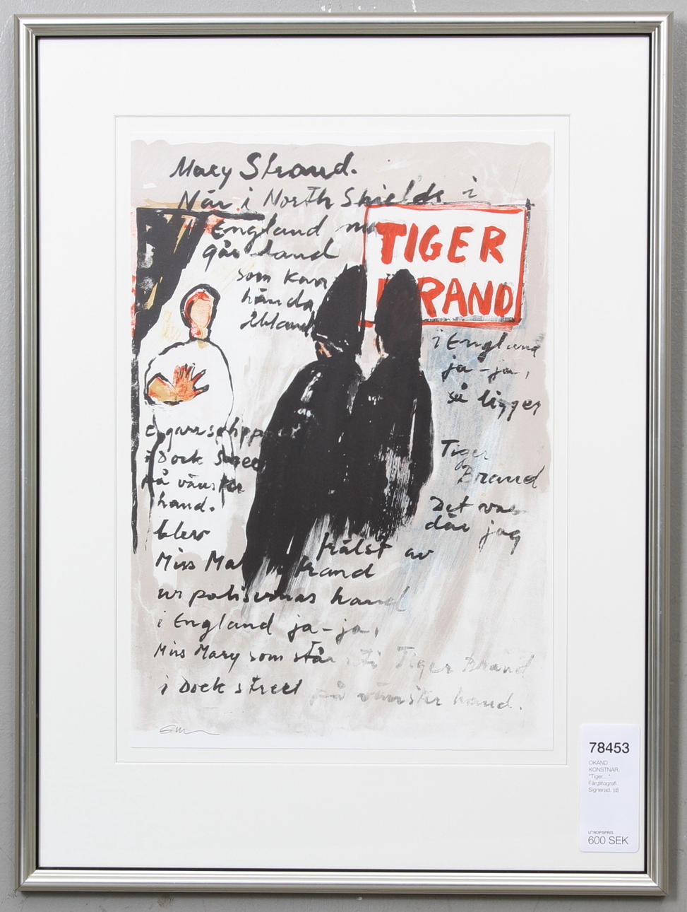 GÖSTA WERNER. "Tiger....". Färglitografi. Signerad.