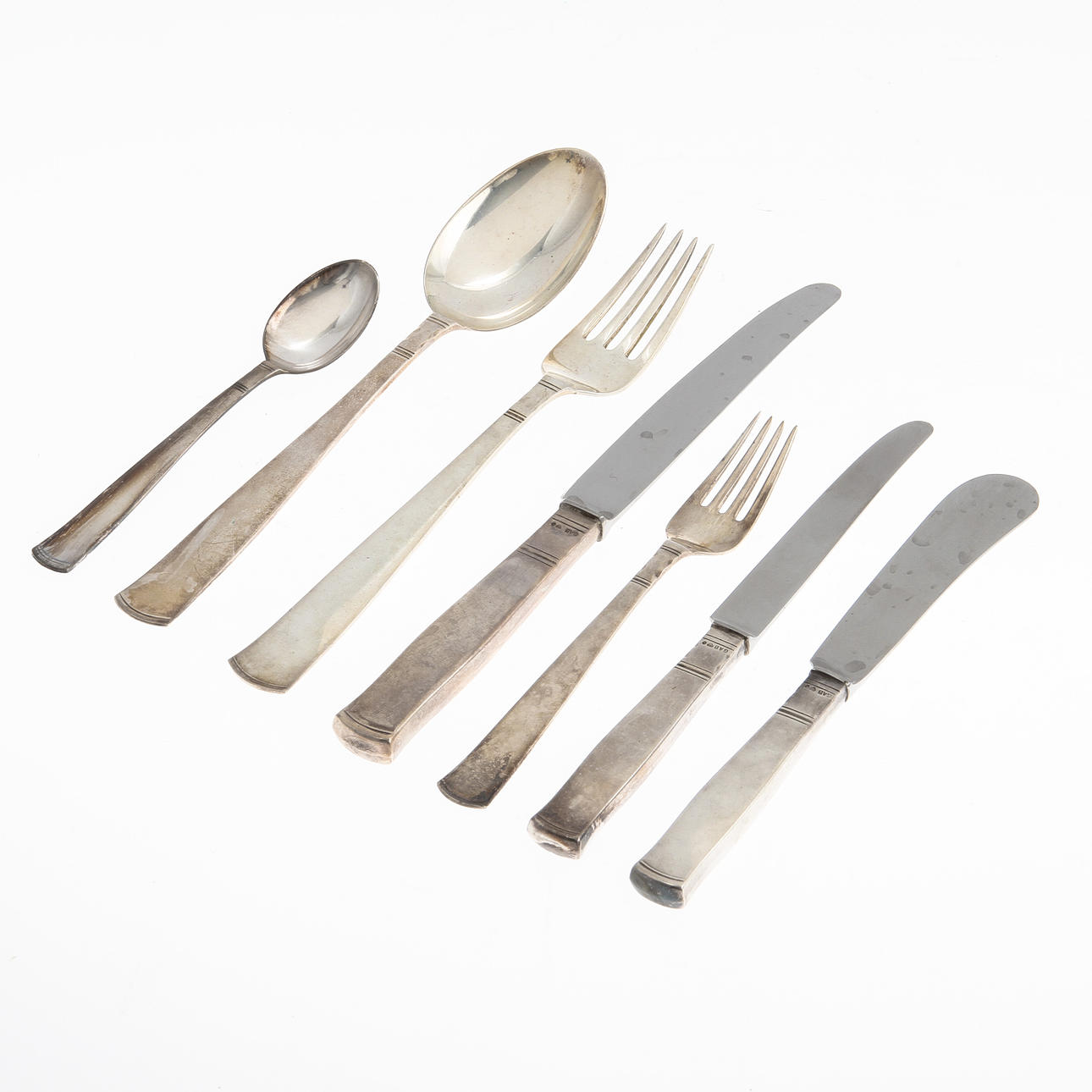 BESTICK, 48 delar, silver, "Rosenholm" GAB, ca 1300 gram brutto.