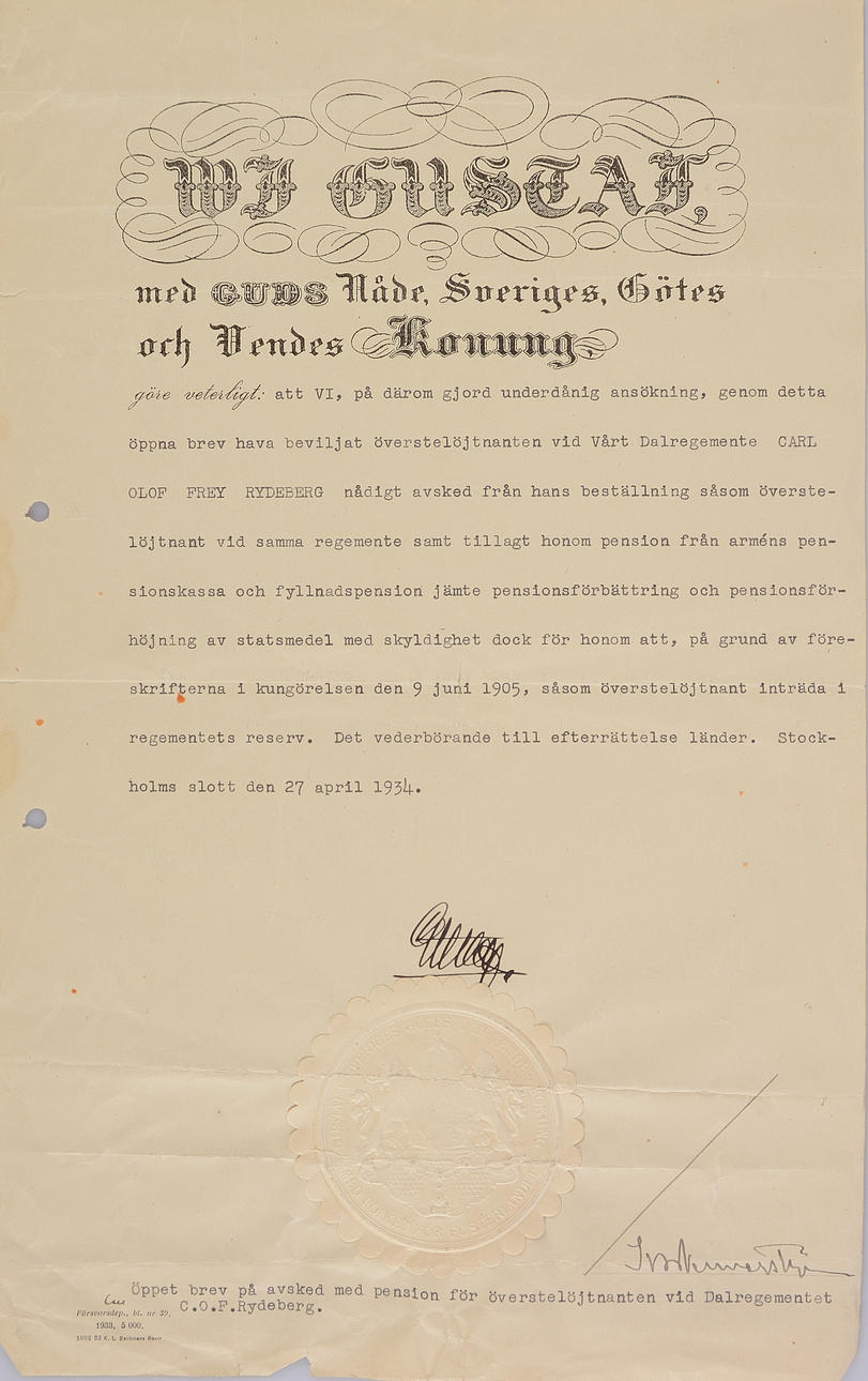 AUTOGRAF/HANDSKRIFT, Gustav V.