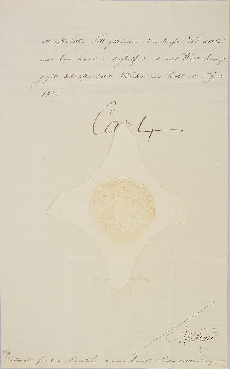 AUTOGRAFIA/KÄSIKIRJAUS, Carl XV.