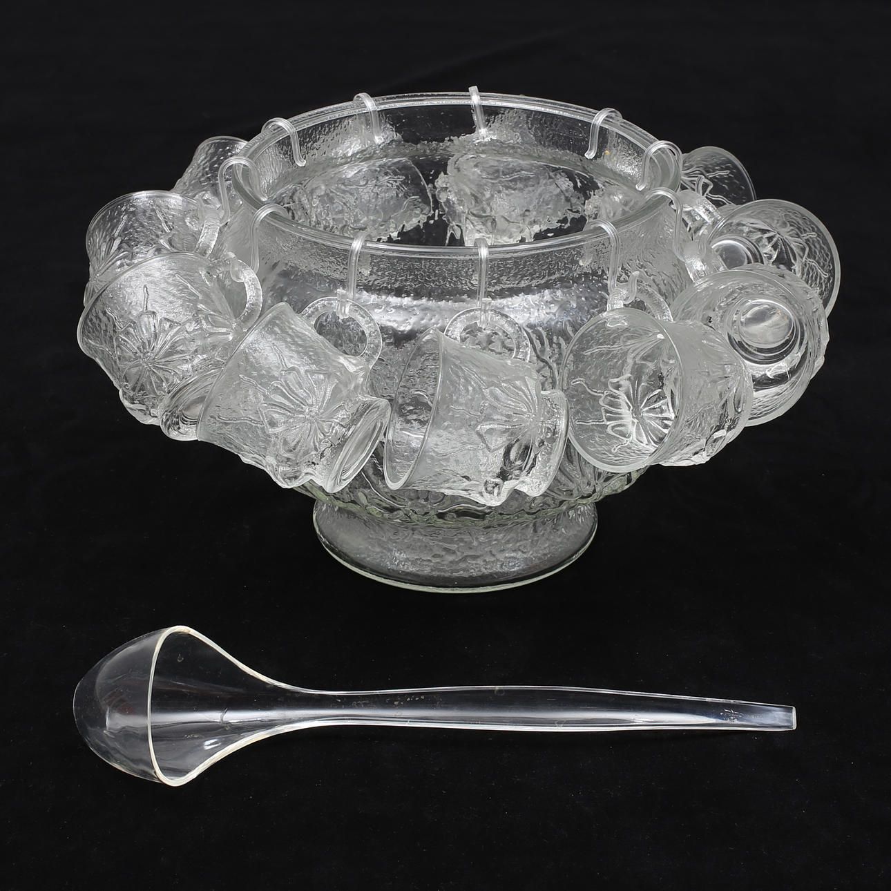 PUNCH SÆT, 14 dele, glas, "Rainflower", Anchor Hocking.