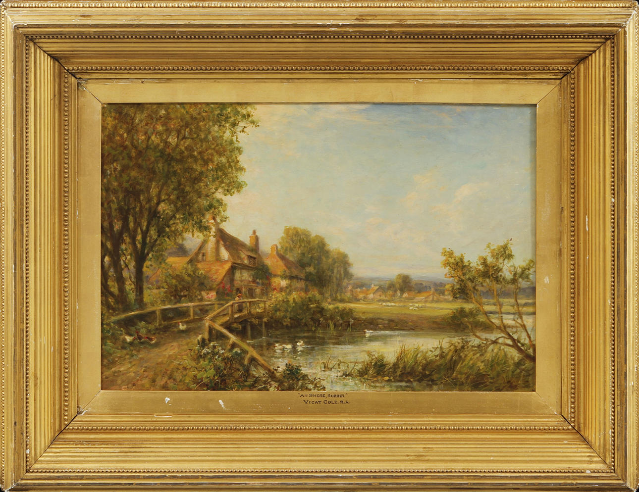 OIDENTIFIERAD KONSTNÄR. "At Shere,Surrey", oil on canvas, monogram signed.