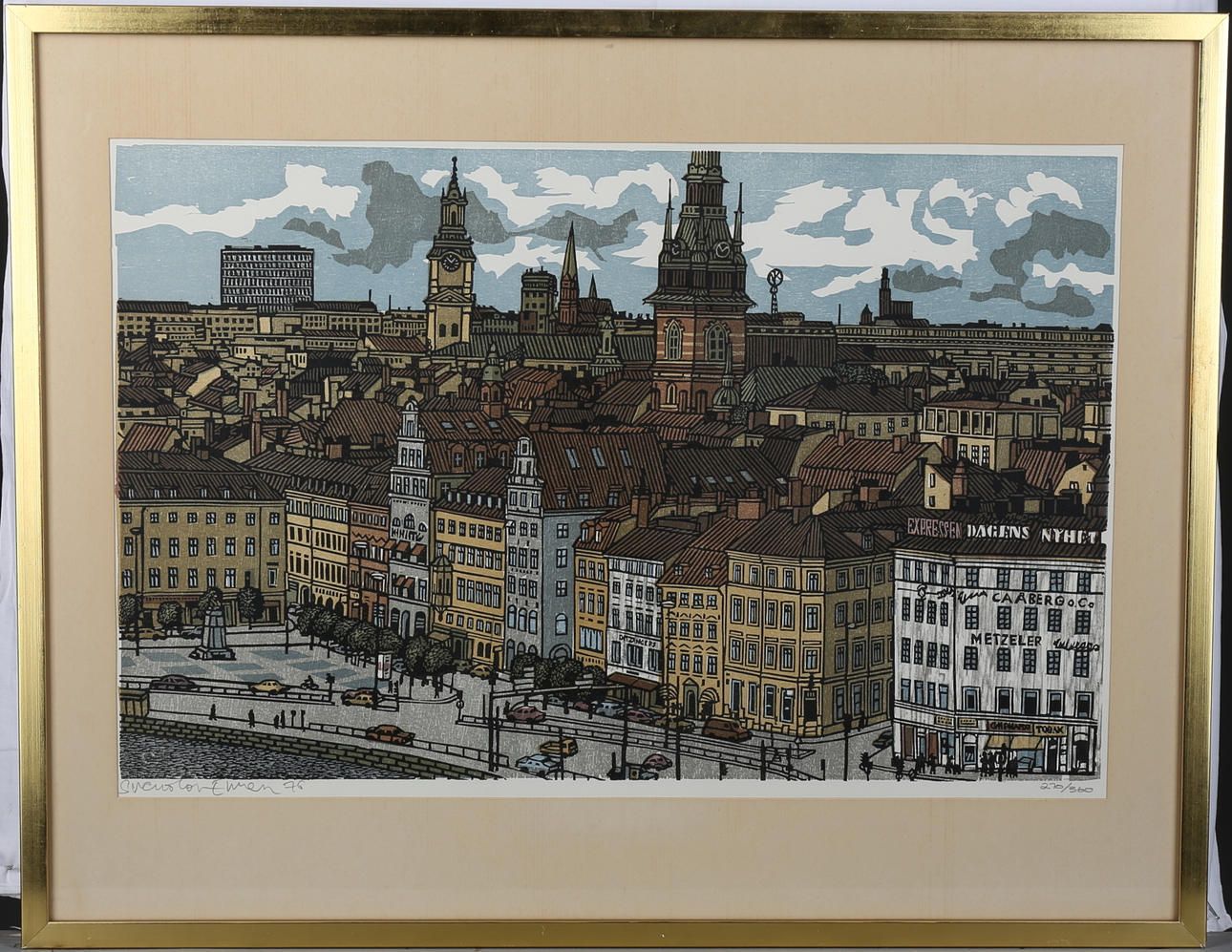 SVENOLOV EHREN. Stockholm, färglitografi, signerad, daterad 76 och numrerad 270/360.