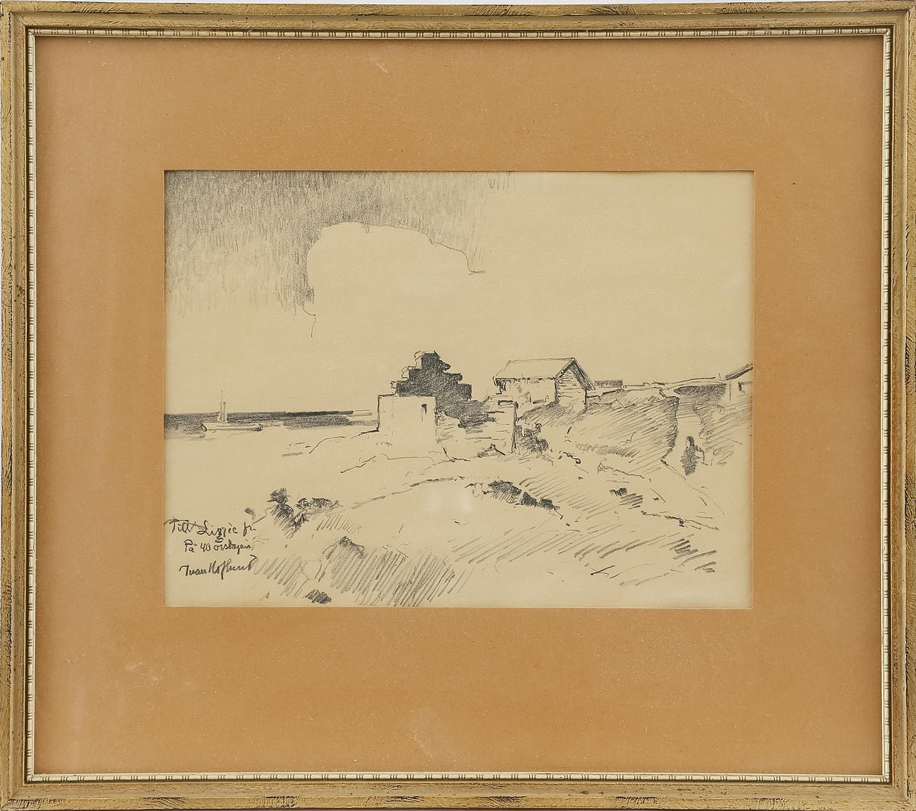 IVAN HOFLUND. Drawing, signed.