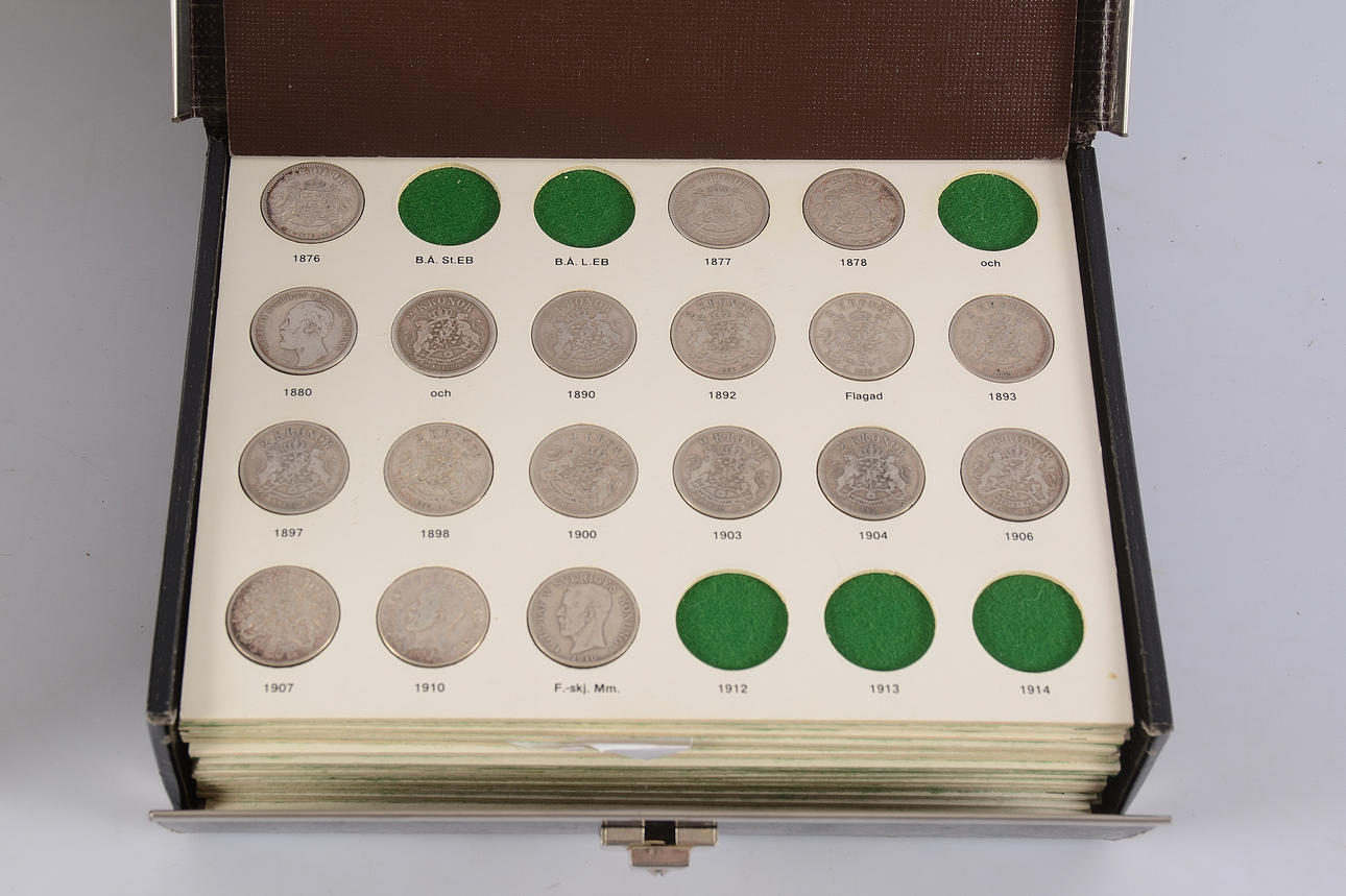 RICKS MYNTBOX, myntsamling delvis silver.