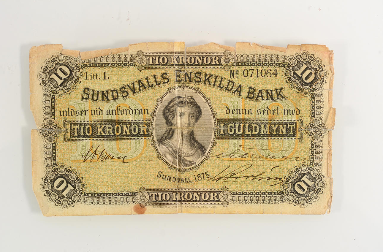 SEDEL, 10 kr 1875.