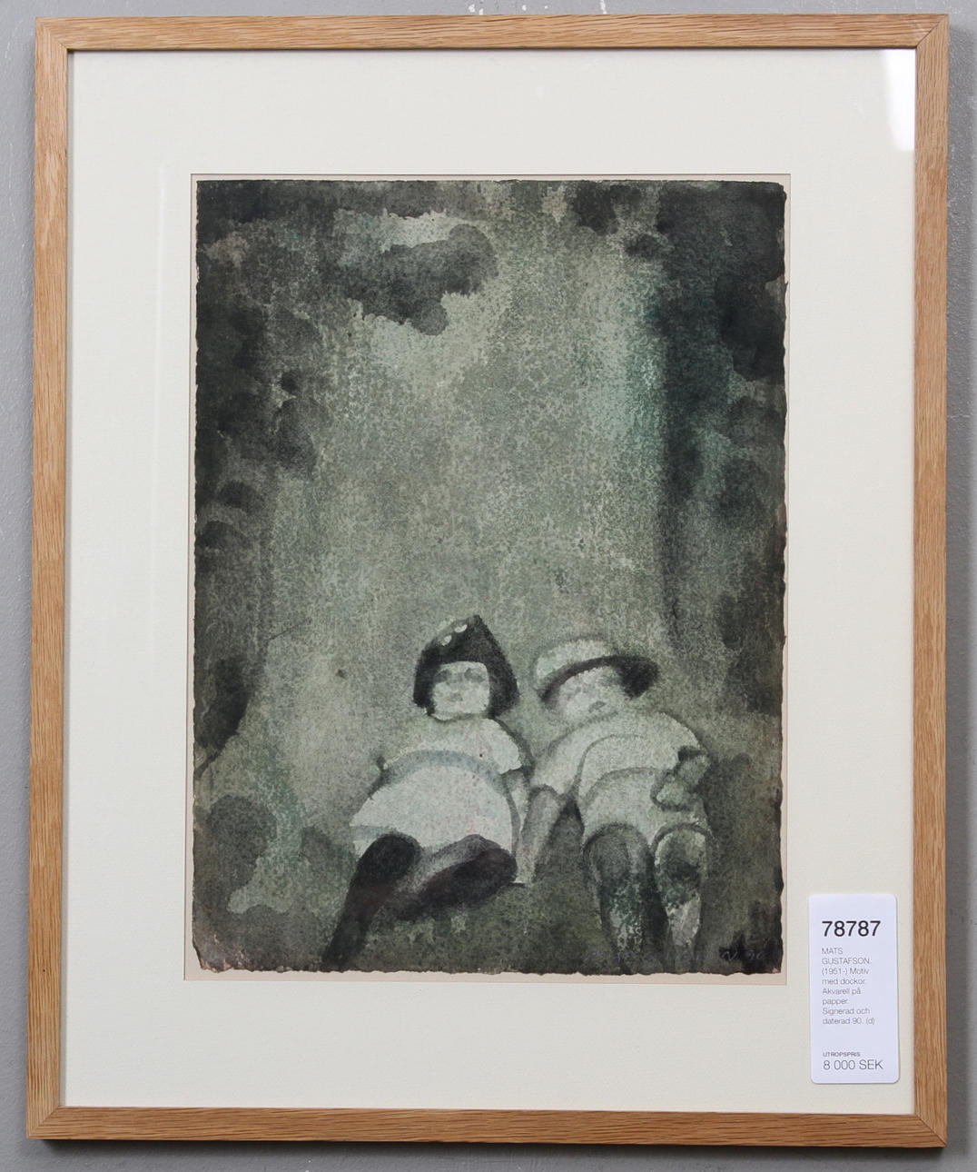 MATS GUSTAFSON. (1951-) Motiv med dockor. Akvarell på papper. Signerad och daterad 90.