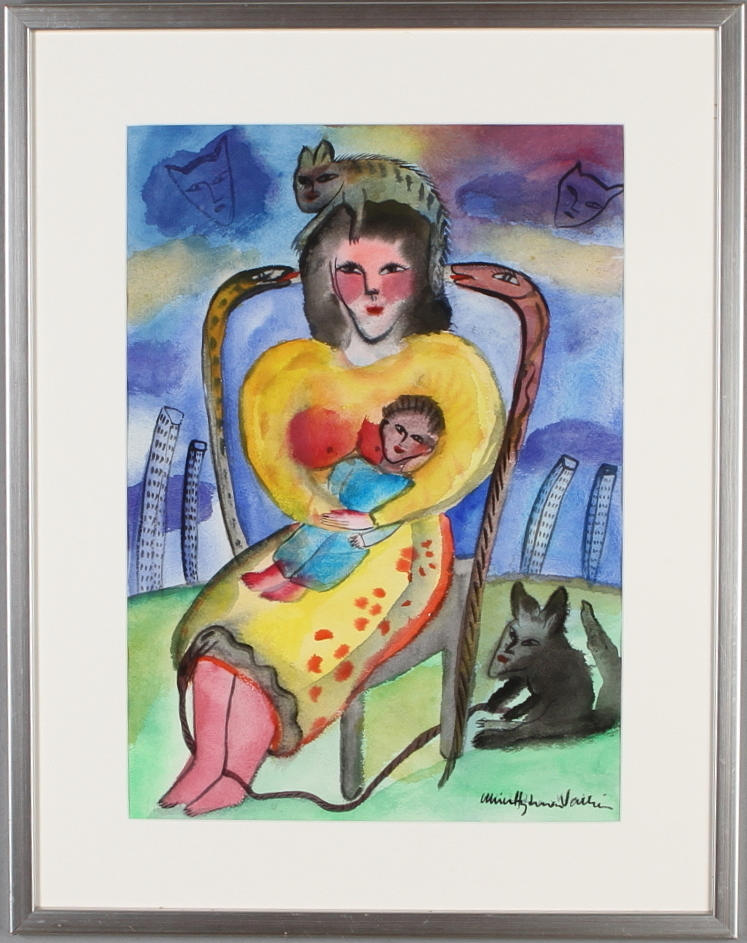 ULRICA HYDMAN-VALLIEN. "Gemenskap", akvarell, signerad.