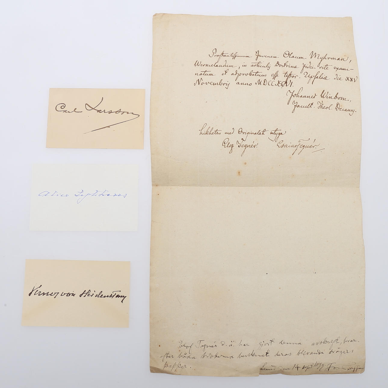 AUTOGRAFER. SVENSKA FÖRFATTARE, MÅLARE M. M.